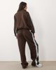 Kaiia Kaiia cotton rich embroidered logo detail wide leg sweatpants in chocolate and baby blue - part of a set-Brown - 3