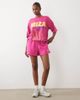 Kaiia Kaiia cotton rich embroidered logo mini sweat shorts in hot pink and orange - part of a set - 1