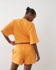 Kaiia Kaiia cotton rich embroidered logo mini sweat shorts in orange and pink - part of a set - 4