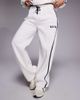 Kaiia Kaiia cotton rich embroidered logo side stripe wide leg sweatpants in cream and navy - part of a set-Multi - 2