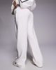 Kaiia Kaiia cotton rich embroidered logo side stripe wide leg sweatpants in cream and navy - part of a set-Multi - 4