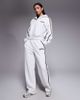 Kaiia Kaiia cotton rich embroidered logo side stripe wide leg sweatpants in light gray - part of a set - 1