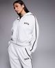 Kaiia Kaiia cotton rich embroidered logo side stripe zip up hoodie in light gray - part of a set - 1