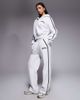 Kaiia Kaiia cotton rich embroidered logo side stripe zip up hoodie in light gray - part of a set - 2