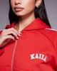 Kaiia Kaiia cotton rich embroidered logo side stripe zip up hoodie in red - part of a set - 2