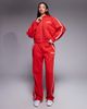 Kaiia Kaiia cotton rich embroidered logo side stripe zip up hoodie in red - part of a set - 4