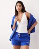 Kaiia Kaiia cotton rich embroidered logo sweatshirt fabric shorts in cobalt - part of a set-Blue - 1