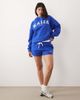 Kaiia Kaiia cotton rich embroidered logo sweatshirt fabric shorts in cobalt - part of a set-Blue - 2