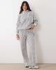 Kaiia Kaiia cotton rich embroidered logo wide leg sweatpants in gray and black polka dot - part of a set-Multi - 1