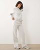 Kaiia Kaiia cotton rich embroidered logo wide leg sweatpants in heather gray and baby pink - part of a set - 1
