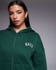 Kaiia Kaiia cotton rich embroidered logo zip up hoodie in forest green - part of a set - 2
