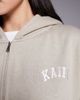 Kaiia Kaiia cotton rich embroidered logo zip up hoodie in stone-Neutral - 2
