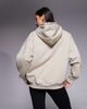 Kaiia Kaiia cotton rich embroidered logo zip up hoodie in stone-Neutral - 4