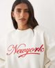 Kaiia Kaiia cotton rich embroidered New York script logo oversized hoodie in cream and red - part of a set-White - 1