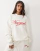Kaiia Kaiia cotton rich embroidered New York script logo oversized hoodie in cream and red - part of a set-White - 2