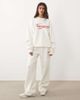 Kaiia Kaiia cotton rich embroidered New York script logo oversized hoodie in cream and red - part of a set-White - 4