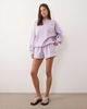 Kaiia Kaiia cotton rich printed logo sweatshirt fabric shorts in lilac and lemon - part of a set-Purple - 2