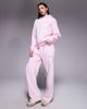 Kaiia Kaiia cotton rich puff print logo wide leg sweatpants in baby pink & coral - part of a set-Multi - 1
