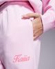 Kaiia Kaiia cotton rich puff print logo wide leg sweatpants in baby pink & coral - part of a set-Multi - 4