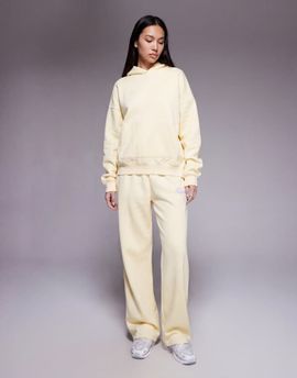 Kaiia Kaiia cotton rich puff print logo wide leg sweatpants in lemon and lilac - part of a set-Multi