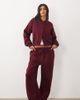 Kaiia Kaiia cotton rich wide leg sweatpants in burgundy - part of a set-Red - 1