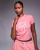 Kaiia Kaiia embroidered bow logo crew neck short sleeve crop top in coral and baby pink - part of a set-Multi - 1