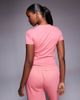 Kaiia Kaiia embroidered bow logo crew neck short sleeve crop top in coral and baby pink - part of a set-Multi - 2