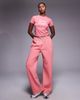 Kaiia Kaiia embroidered bow logo crew neck short sleeve crop top in coral and baby pink - part of a set-Multi - 4