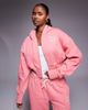 Kaiia Kaiia embroidered bow logo cropped zip up hoodie in coral and baby pink - part of a set-Multi - 1