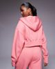 Kaiia Kaiia embroidered bow logo cropped zip up hoodie in coral and baby pink - part of a set-Multi - 2