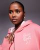 Kaiia Kaiia embroidered bow logo cropped zip up hoodie in coral and baby pink - part of a set-Multi - 3