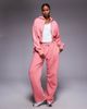 Kaiia Kaiia embroidered bow logo cropped zip up hoodie in coral and baby pink - part of a set-Multi - 4