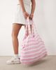 Kaiia Kaiia embroidered logo terrycloth tote bag in pink and white stripes - part of a set - 2