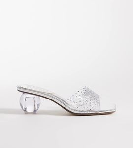 Kaiia Kaiia exclusive 00s clear rhinestone sphere heeled sandals in silver