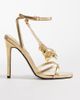 Kaiia Kaiia exclusive 00s strappy heart chain detail heeled sandals in metallic gold-pink - 1