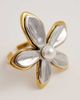 Kaiia Kaiia exclusive 18k gold plated stainless steel adjustable flower ring in silver tone and gold plating-Multi - 2