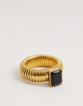 Kaiia Kaiia exclusive 18k gold plated stainless steel ribbed band ring in gold plating