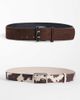 Kaiia Kaiia exclusive 2 pack belts in cow print and brown faux suede-Multi - 1