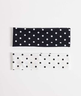 Kaiia Kaiia exclusive 2 pack polka dot headbands in black and white-Multi