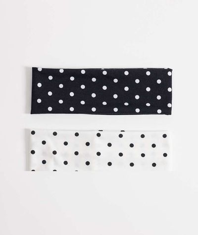 Kaiia Kaiia exclusive 2 pack polka dot headbands in black and white-Multi