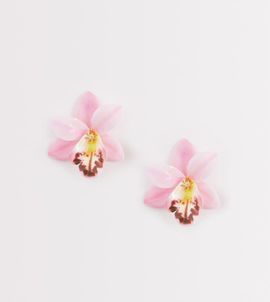 Kaiia Kaiia exclusive 3D orchid flower stud earrings in pink