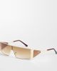 Kaiia Kaiia exclusive 90s rectangle frame sunglasses in tan-Multi - 1