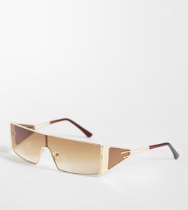 Kaiia Kaiia exclusive 90s rectangle frame sunglasses in tan-Multi