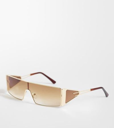 Kaiia Kaiia exclusive 90s rectangle frame sunglasses in tan-Multi