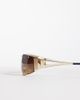 Kaiia Kaiia exclusive 90s wrap around stud detail sunglasses in brown-Multi - 3