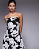Kaiia Kaiia exclusive bandeau textured floral mini dress in black and white-Multi - 1