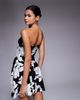 Kaiia Kaiia exclusive bandeau textured floral mini dress in black and white-Multi - 4