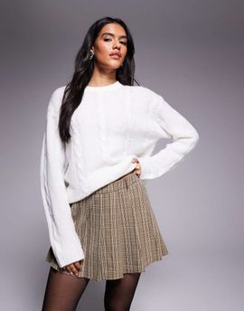 Kaiia Kaiia exclusive belt detail pleated mini skirt in heritage plaid-Multi