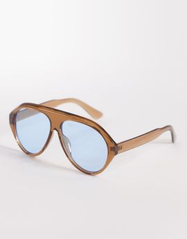 Kaiia Kaiia exclusive blue lens aviator sunglasses in light brown