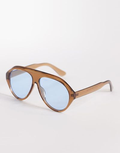 Kaiia Kaiia exclusive blue lens aviator sunglasses in light brown